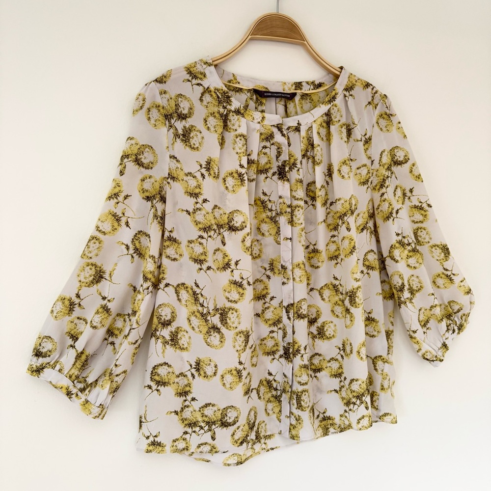 Boden Limited Edition Florence Yellow and Cream Dandelion Floral Top, Sz 10, EUC - Picture 3 of 12